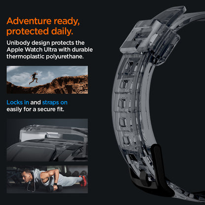 ACS06028 - Apple Watch Series (Apple Watch (49mm)) in space crystal unibody design protects the apple watch ultra with durable thermoplastic polyurethane. Locks in and straps on easily for a secure fit.
