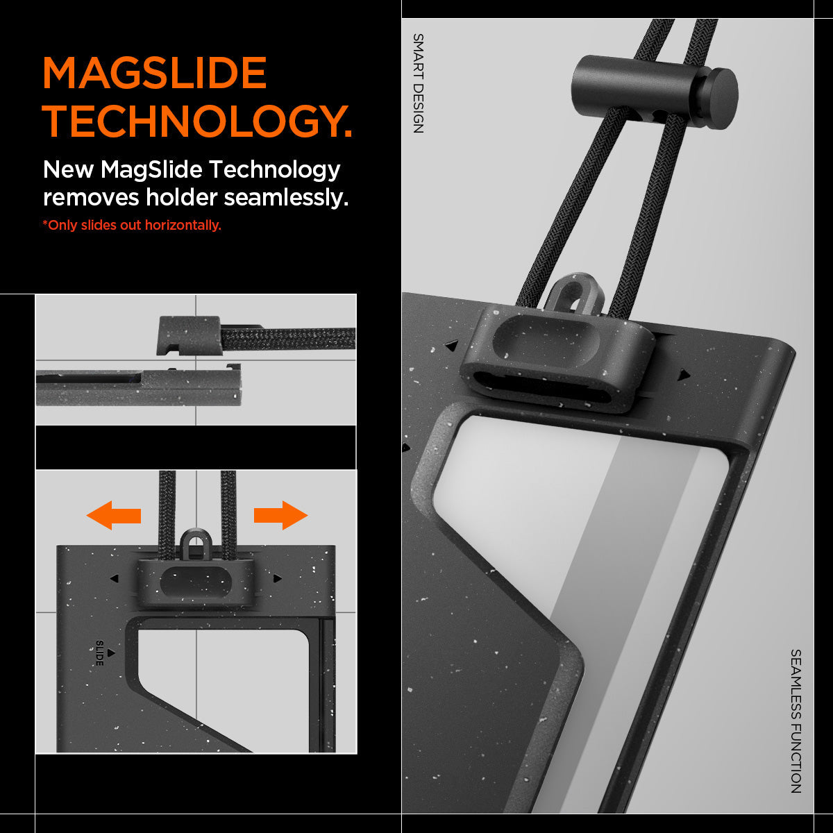 AFA08860 - Badge Holder MagSlide in Black showing the magslide technology, new magslide technology removes holder seamlessly (only slides out horizontally)
