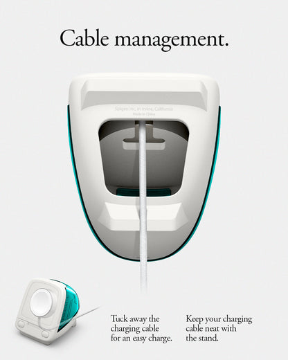 AMP09339 - Apple Watch Classic C1 Charger Stand in bondi blue cable management. tuck away the charging cable for an easy charge. Keep your charging cable neat with the stand.