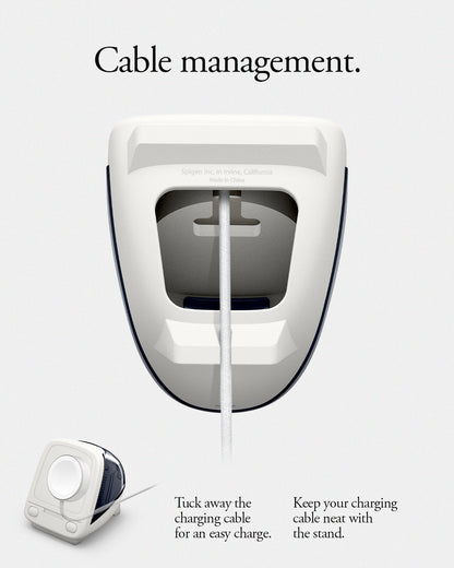 AMP09340 - Apple Watch Classic C1 Charger Stand in graphite cable management. tuck away the charging cable for an easy charge. Keep your charging cable neat with the stand.