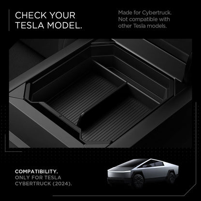 ACP07809 - Tesla Cybertruck Center Console Organizer Tray CO220T in Black check your tesla model only compatible for cybertruck. not compatible with other Tesla models. Compatibility only for tesla cybertruck.