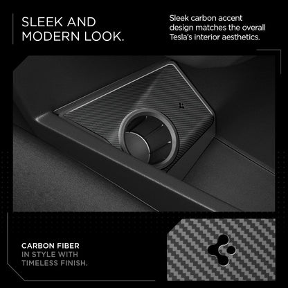 ACP09182 - Tesla cybertruck Charging Adapter Door Dock CO252 in Black sleek and modern look. sleek carbon accent design matches the overall tesla's interior aesthetics. Carbon fiber in style with timeless finish.
