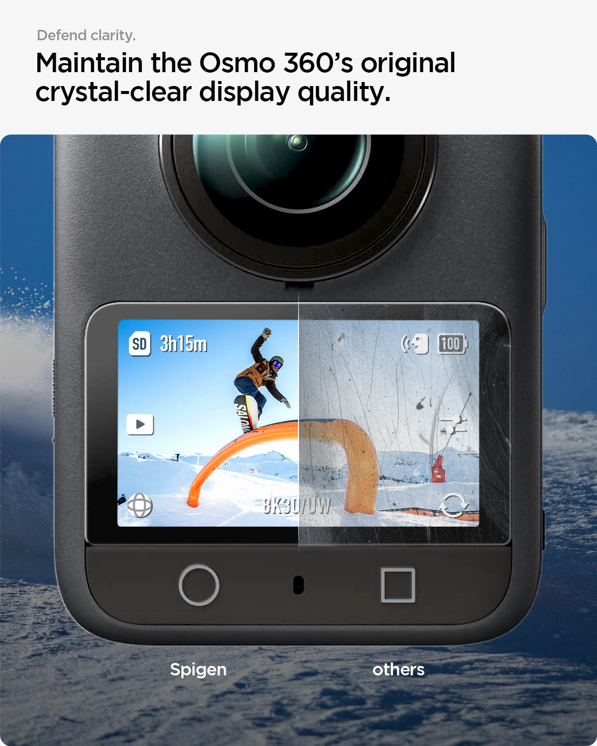 AGL10796 - DJI Osmo 360 Glas.tR SLIM showing defend clarity