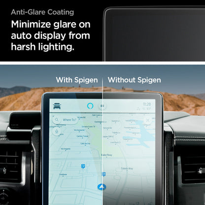 AGL04044 - Ford 150 15.5" Screen Protector GLAS.tR SLIM Anti-Glare showing anti glare coating. minimize glare on auto display from harsh lighting
