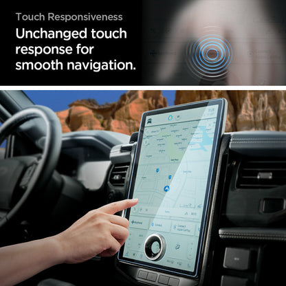 AGL04044 - Ford 150 15.5" Screen Protector GLAS.tR SLIM Anti-Glare showing touch responsiveness. unchanged touch response for smooth navigation.