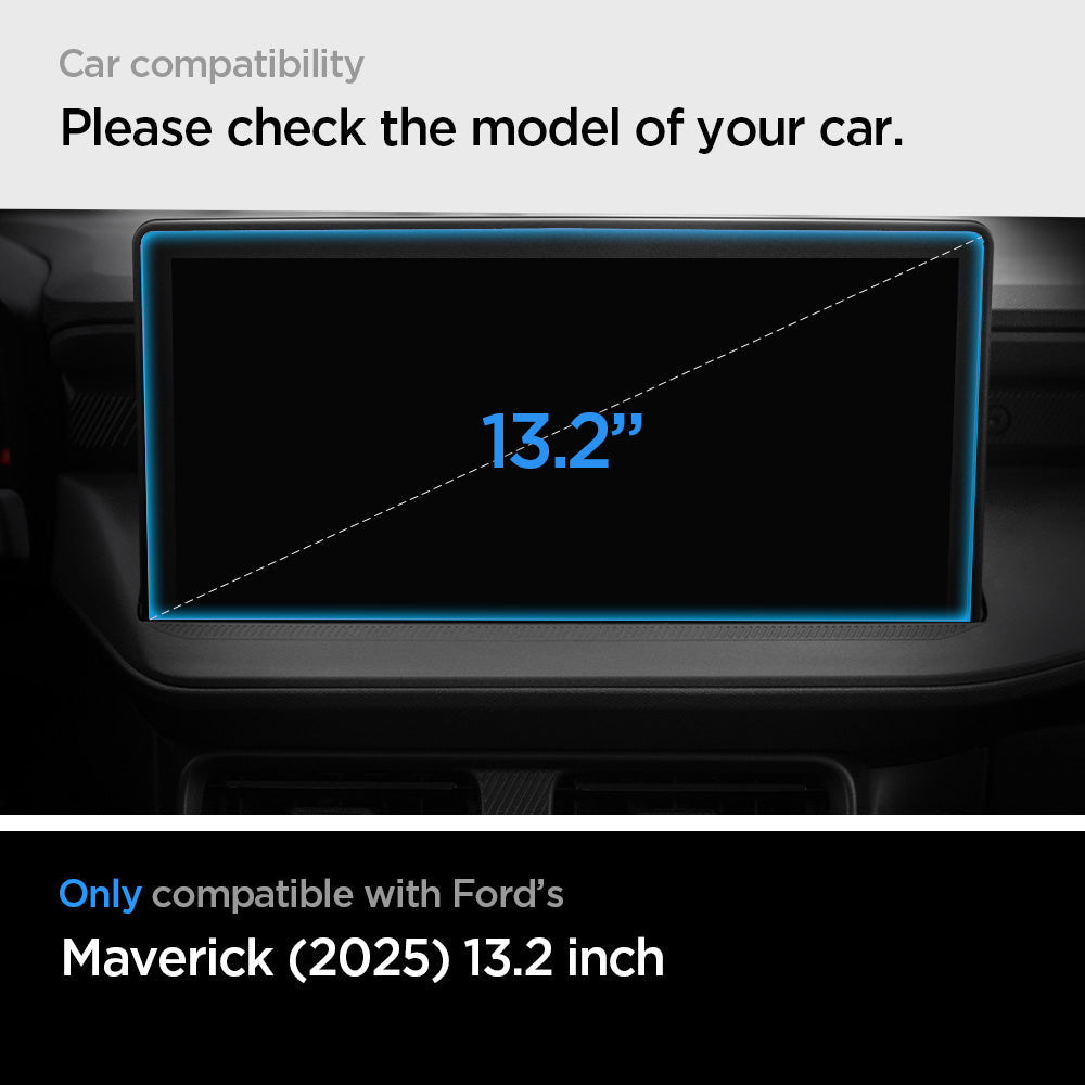 AGL10512 - Screen Protector GLAS.tR SLIM | Anti-Glare Ford Maverick 13.2-inch showing car compatibility. please heck the model of your car. only compatible with ford's maverick2025 13.2 inch
