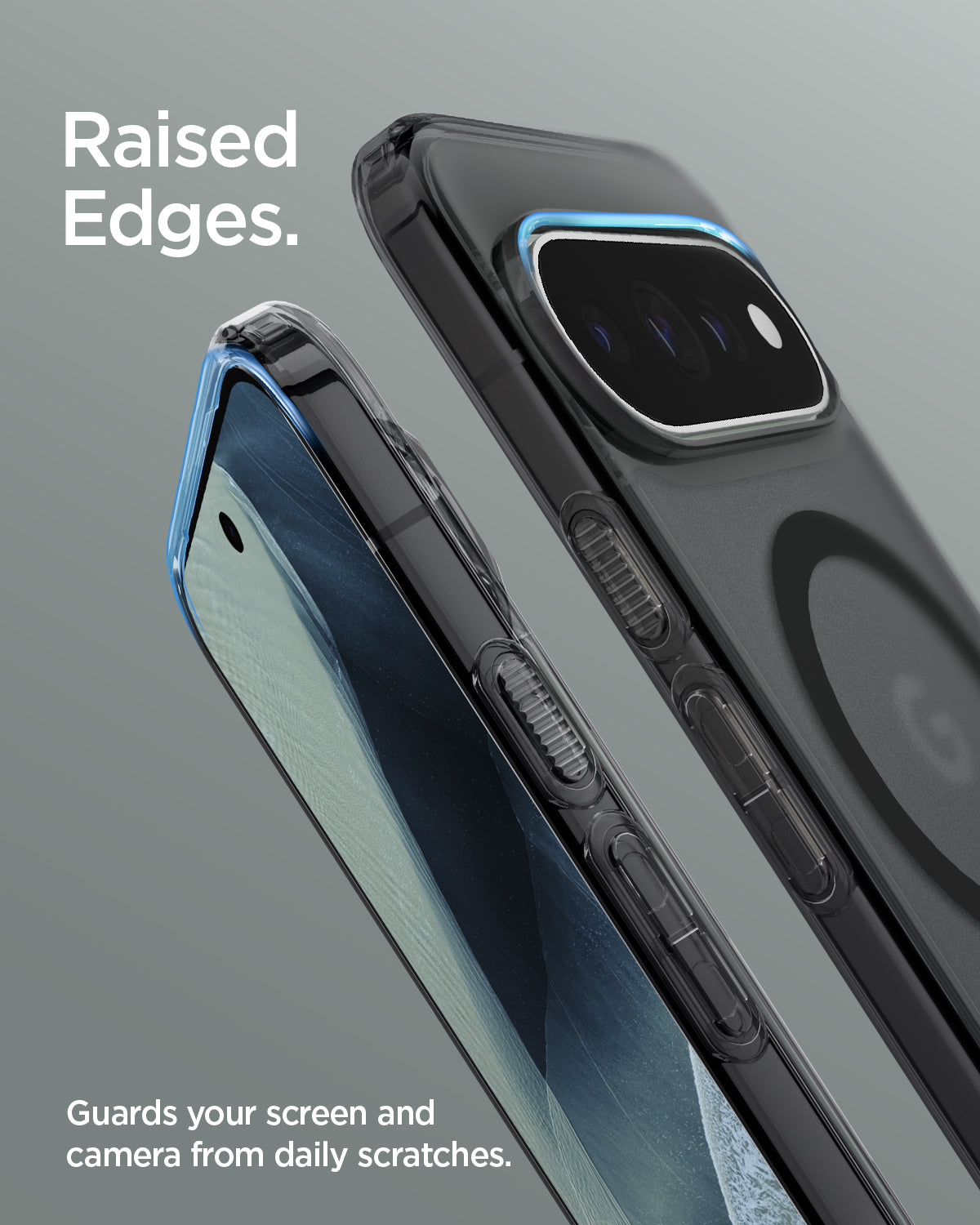 ACS11432 - Pixel 11 Pro Ultra Hybrid (Mag Fit) Frost Black raised edges help protect the screen and camera from everyday scratches and surface contact.