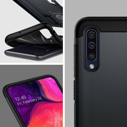 611CS26021 - Galaxy A50 Case Slim Armor in Metal Slate showing the different angles