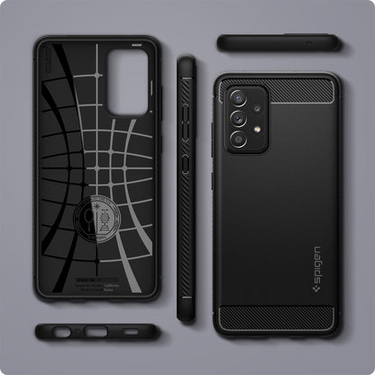 ACS06831 - Galaxy A25 5G Case Rugged Armor in Matte Black showing the back, inner, side, top and bottom