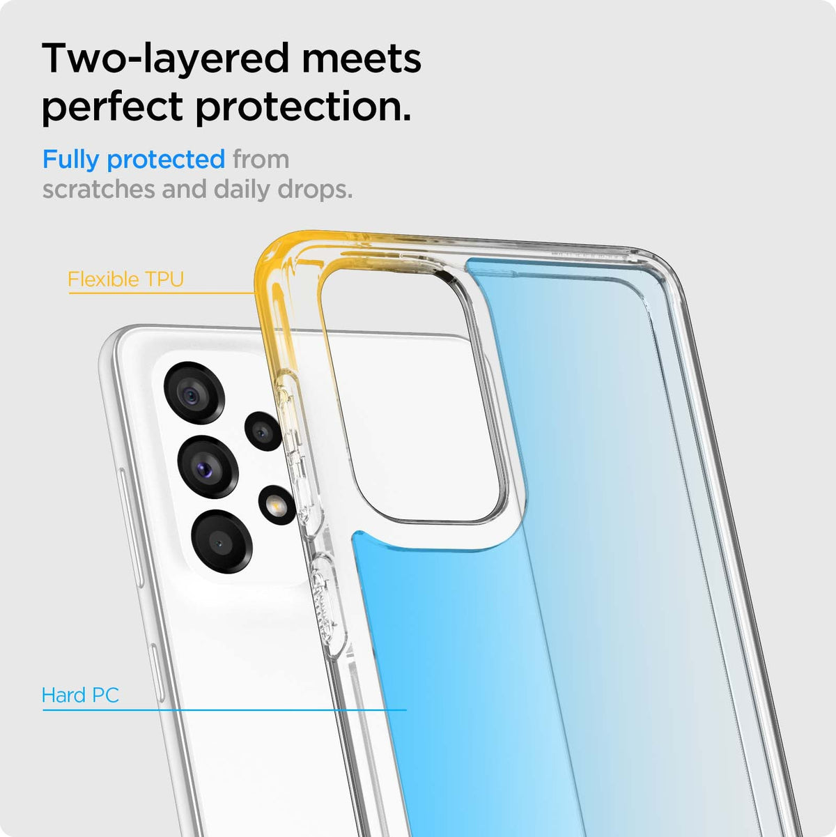 ACS04254 - Galaxy A73 5G Case Ultra Hybrid in Crystal Clear two layered meets perfect protection. Fully protected from scratches and daily drops.