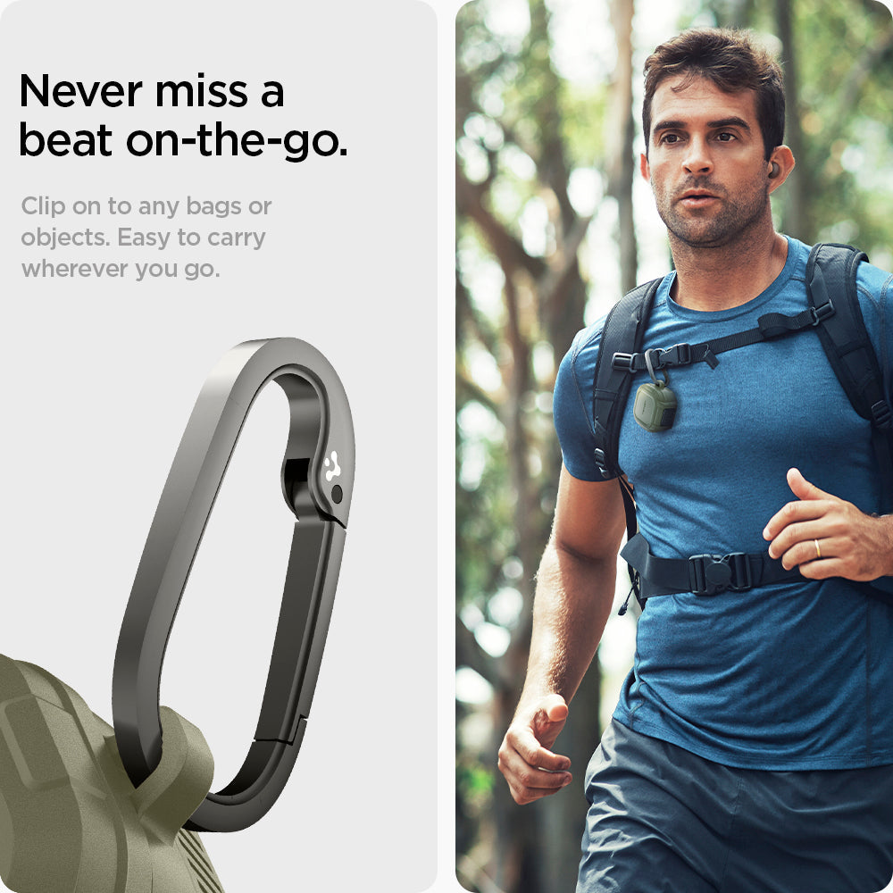 ACS05912 - Galaxy Buds 2 Pro / 2 / Pro / Live Case Lock Fit in vintage khaki never miss a beat on the go. clip on to any bags or objects. easy to carry wherever you go.