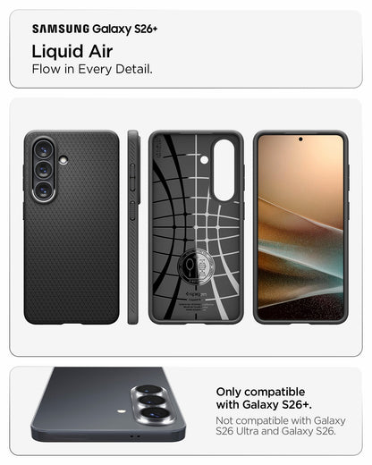 ACS11042 - Galaxy S26 Plus Liquid Air in Matte Black showing flow in every detail about liquid air