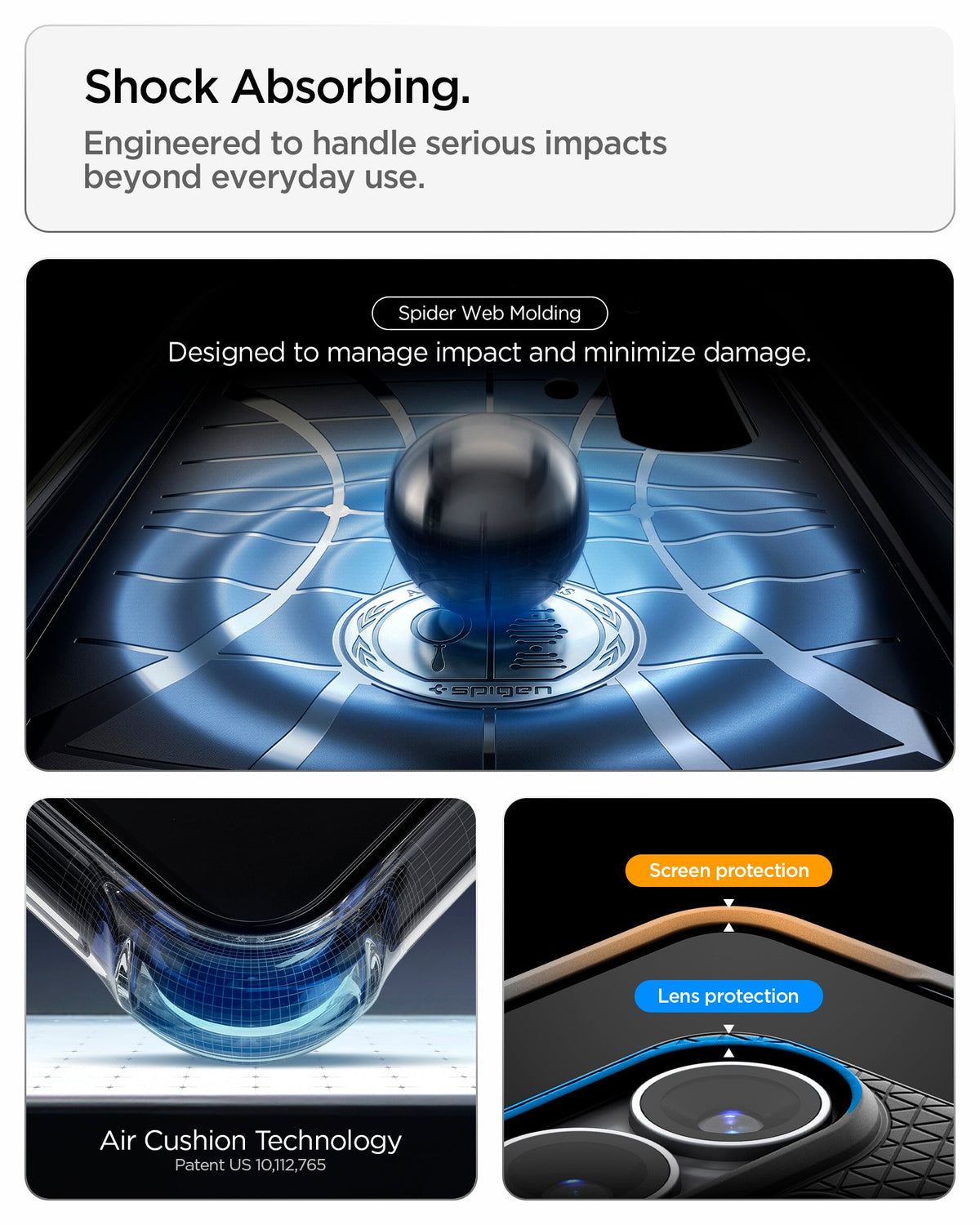 ACS11042 - Galaxy S26 Plus Liquid Air in Matte Black showing shock absorbing. engineered to handle serious impacts beyond everyday use