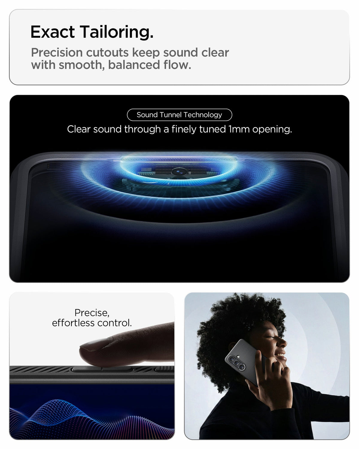 ACS11043 - Galaxy S26 Plus Liquid Air (Mag Fit) in Matte Black showing exact tailoring. precision cutouts keep sound clear with smooth balanced flow