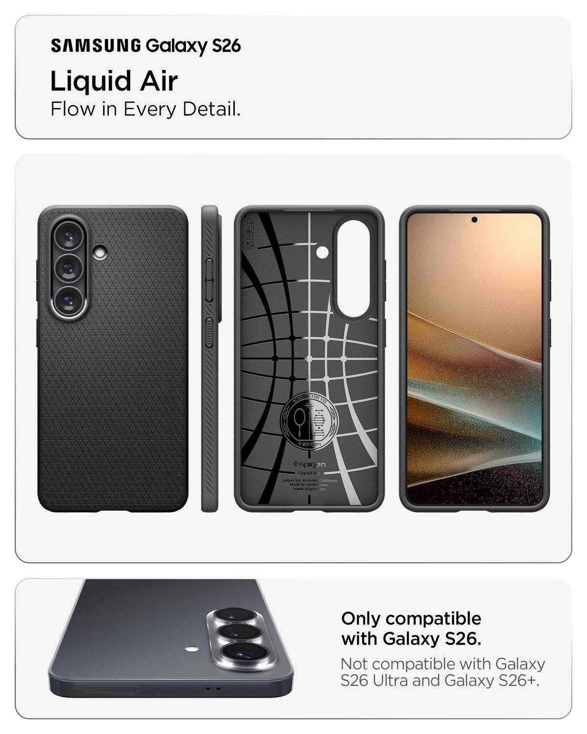 ACS11054 - Galaxy S26 Liquid Air in Matte Black showing flow in every detail about liquid air