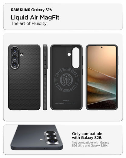 ACS11055 - Galaxy S26 Liquid Air (Mag Fit) in Matte Black showing the art of fluidity