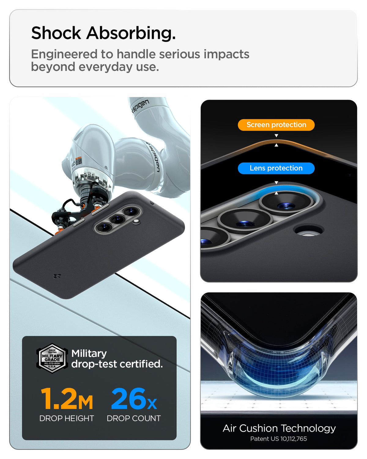 ACS11066 - Galaxy S26 Nano Pop (Mag Fit) in Black Sesame showing shock absorbing. engineered to handle serious impacts beyond everyday use