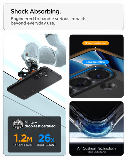 ACS11062 - Galaxy S26 Case Tough Armor (Mag Fit) Black showing shock absorbing. engineered to handle serious impacts beyond everyday use