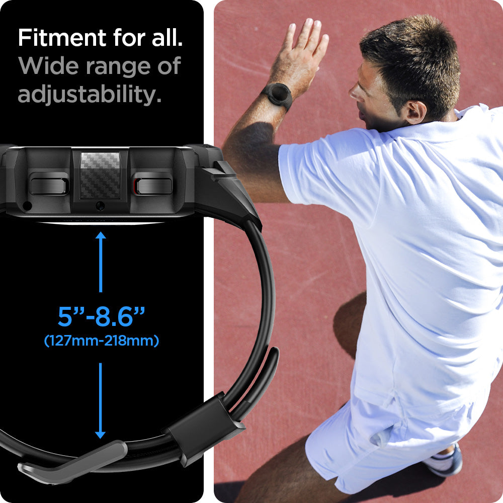ACS03833 - Galaxy Watch 4 Classic (42mm) Case Rugged Armor Pro in black fitment for all. wide range of adjustability. 127mm-218mm