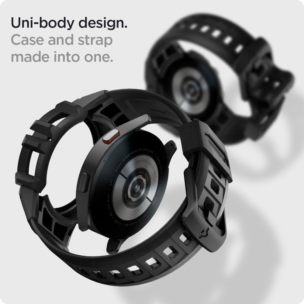 ACS03831 - Galaxy Watch 5/4 (40mm) Case Rugged Armor Pro in black uni body design. case and strap made into one.