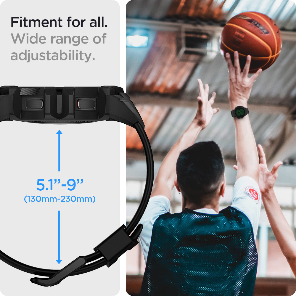 ACS03830 - Galaxy Watch 5/4 (44mm) Case Rugged Armor Pro in black fitment for all. wide range of adjustability. 130mm-230mm