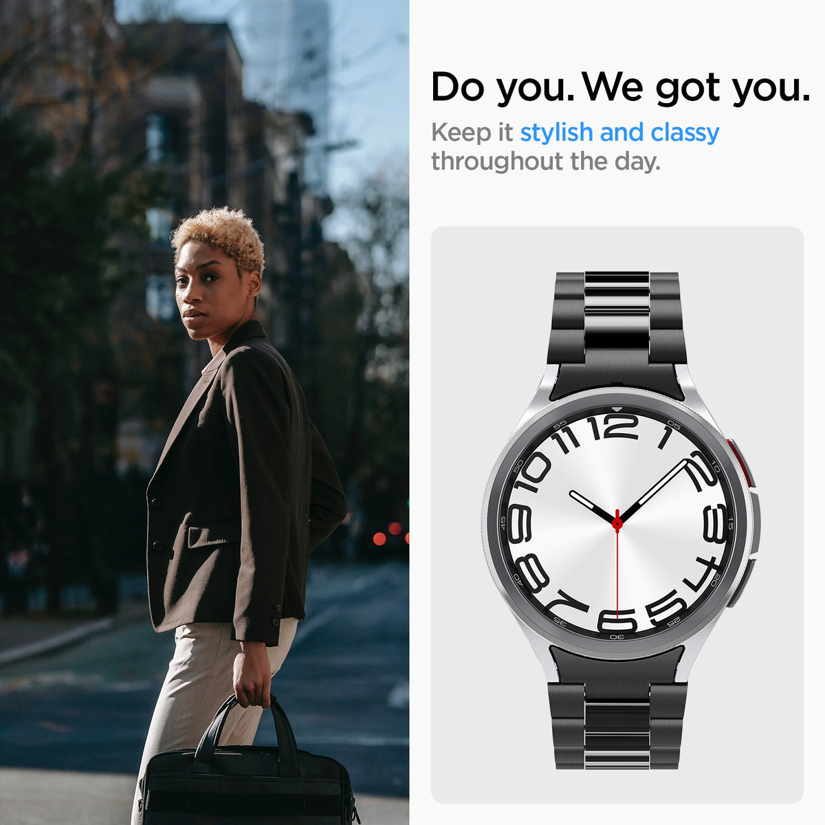 AMP06490 - Watch 6 Classic (47mm) Modern Fit 316L Band in Black do you. we got you. keep it stylish and classy throughout the day.