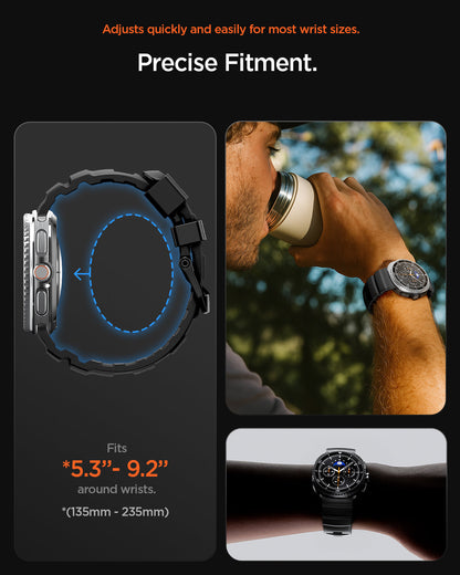 AMP10151 - Galaxy Watch 9 Series WBS2 in black showing adjusts quickly and easily for most wrist sizes