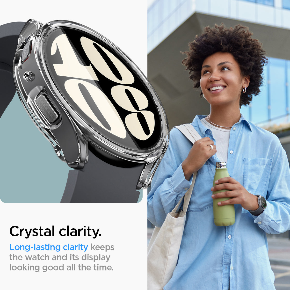 ACS06502 - Galaxy Watch 6 (40mm) Case Ultra Hybrid in crystal clear crystal clarity. long lasting clarity keeps the watch and its display looking good all the time.