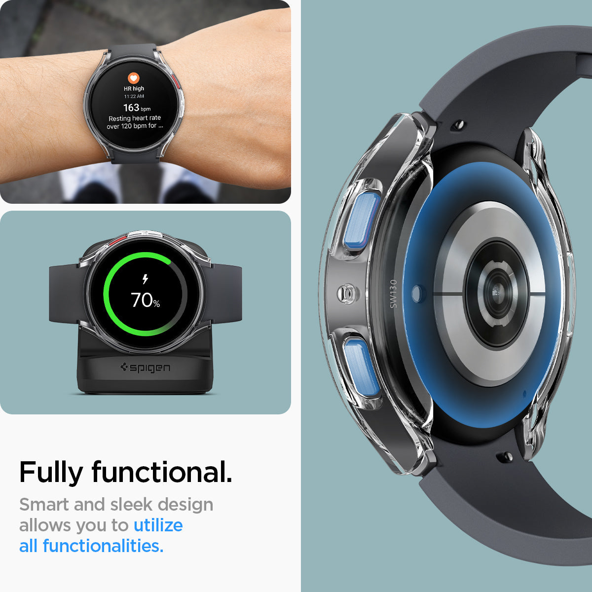 ACS06502 - Galaxy Watch 6 (40mm) Case Ultra Hybrid in crystal clear fully functional. smart and sleek design allows you to utilize all functionalities.