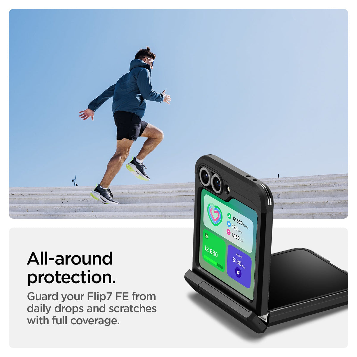 ACS09807 - Galaxy Z Flip 7 FE Series Tough Armor Pro (MagFit) in black all around protection. Guard your Flip 7 FE from daily drops and scratches with full coverage. Additional protection.