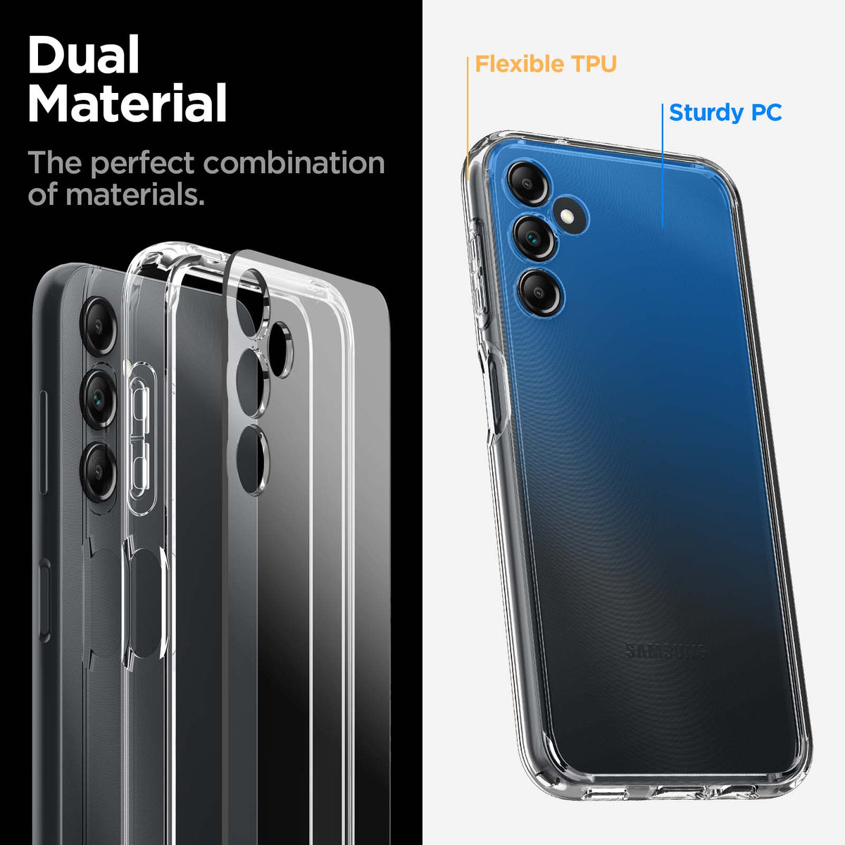 ACS05846 - Galaxy A14 5G (NA) Case Ultra Hybrid in Crystal Clear dual material. The perfect combination of materials.