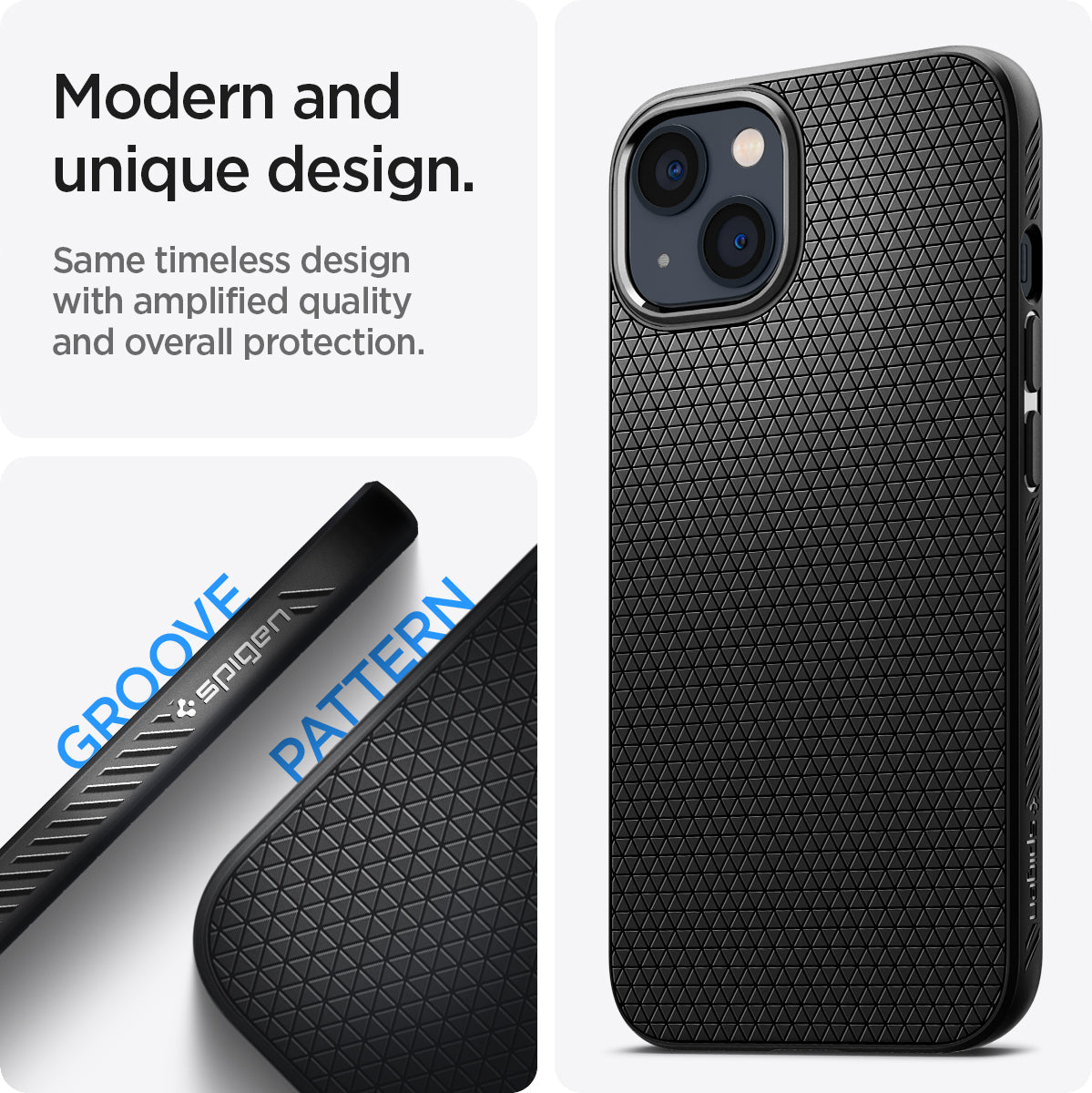 ACS03315 - iPhone 13 Mini Case Liquid Air in black showing the modern, unique design. Same timeless design with amplified quality and overall protection.