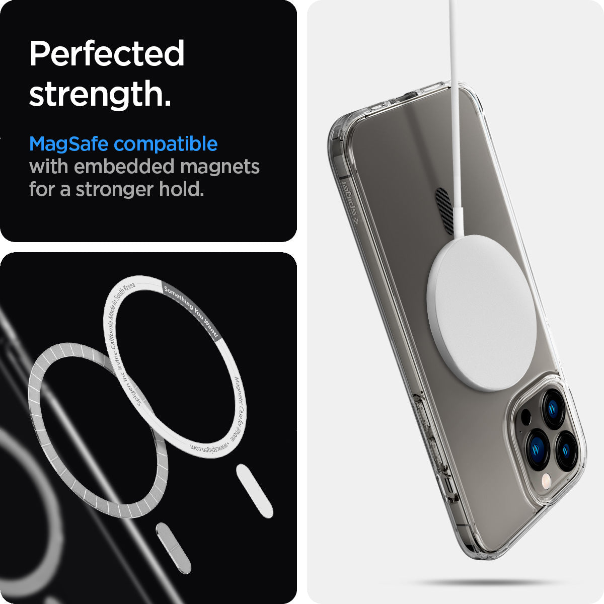 ACS04084 - iPhone 13 Pro Max Case Ultra Hybrid Mag (MagFit) in carbon fiber showing the perfected strength. MagSafe compatible with embedded magnets for a stronger hold