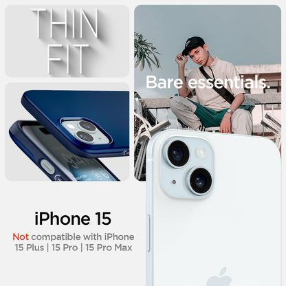 ACS06777 - iPhone 15 Case Thin Fit in navy blue Thin Fit in black thin fit. Bare essentials. compatibility only with iPhone 15. Not compatible with iPhone 15 Plus | 15 Pro | 15 Pro Max