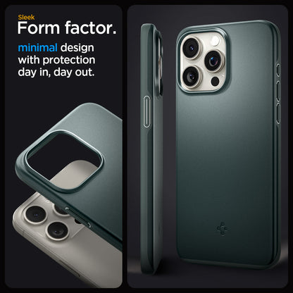 ACS06690 - iPhone 15 Pro Case Thin Fit in abyss green sleek form factor. Minimal design with protection day in, day out.