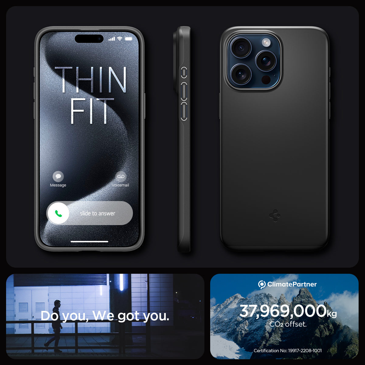 ACS06686 - iPhone 15 Pro Case Thin Fit in black thin fit. do you. we got you.