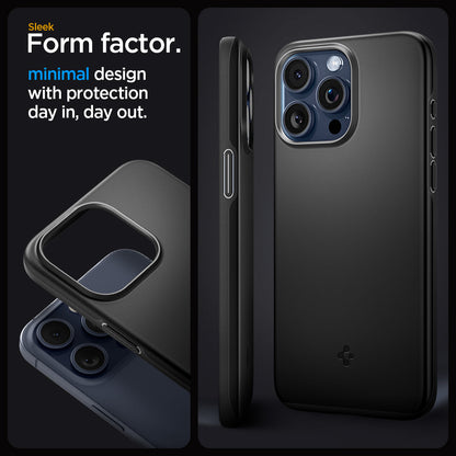 ACS06544 - iPhone 15 Pro Max Case Thin Fit in black sleek form factor. Minimal design with protection day in, day out.