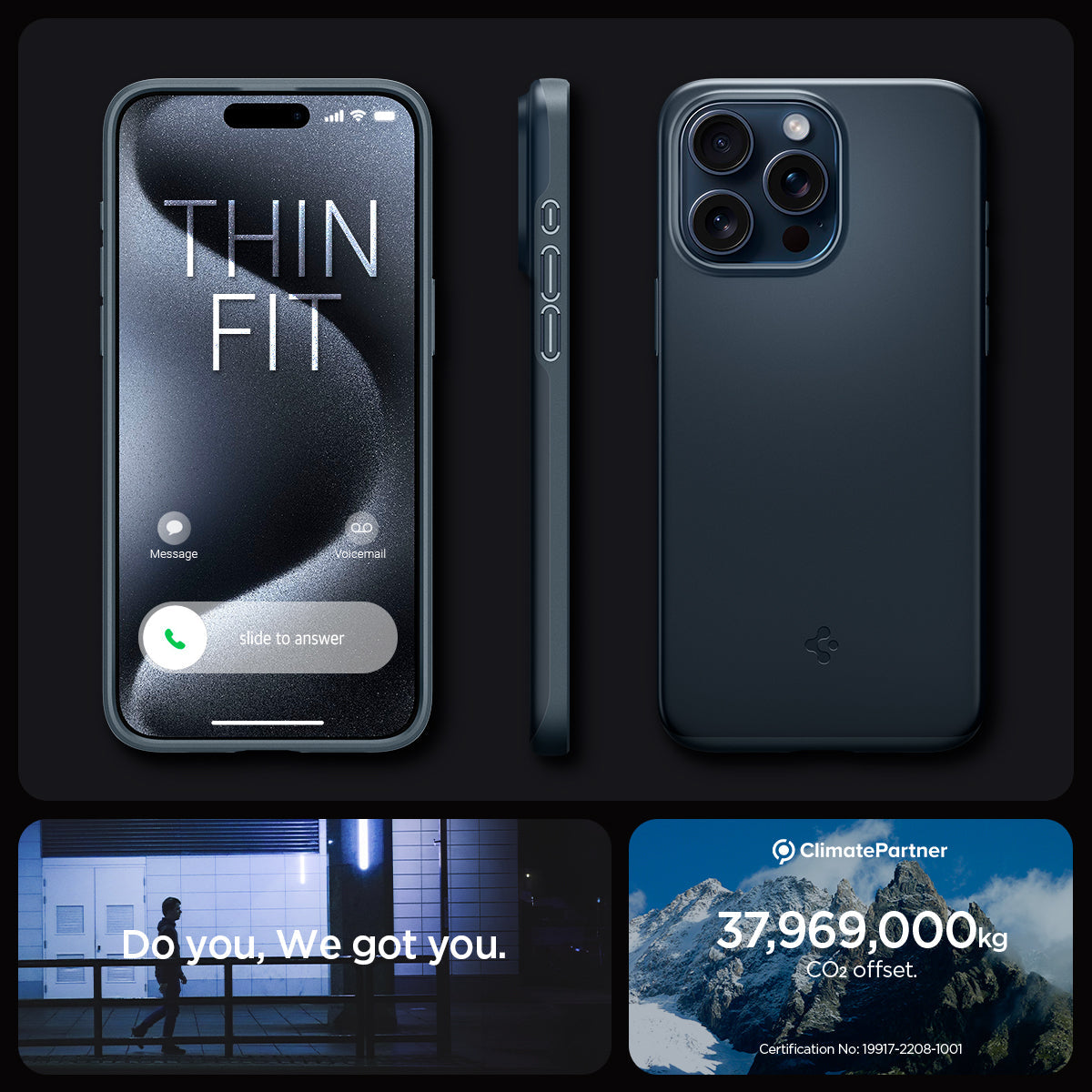 ACS06546 - iPhone 15 Pro Max Case Thin Fit in metal slate thin fit. do you. we got you.