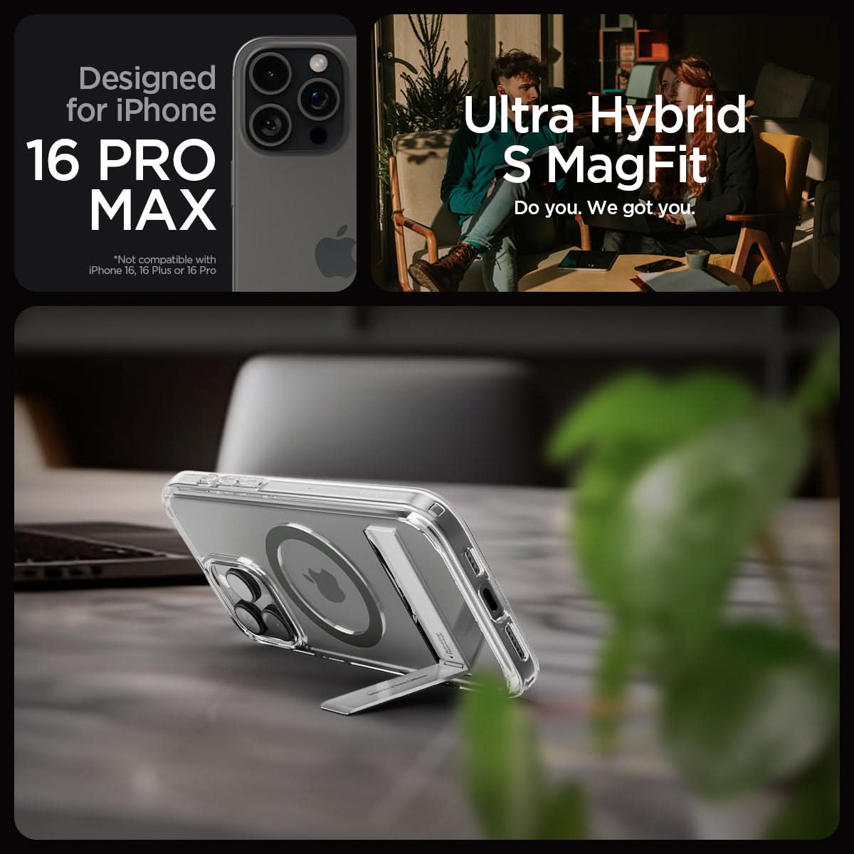 ACS08010 - iPhone 16 Pro Max Case Ultra Hybrid S (MagFit) in Graphite designed for iPhone 16 pro max. ultra hybrid s magfit. do you. we got you.