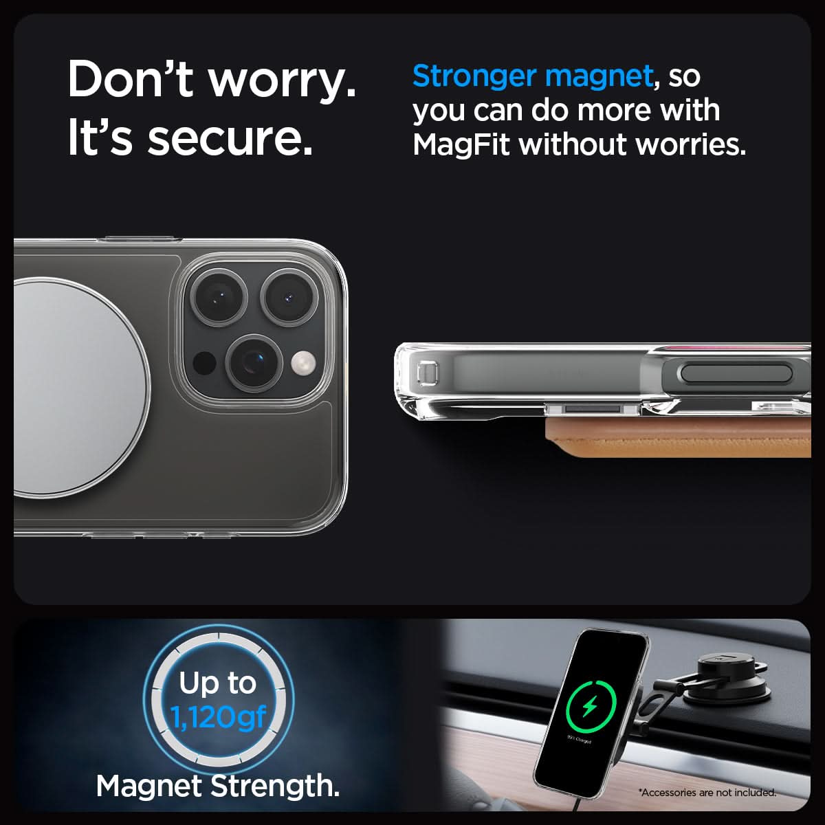 ACS08010 - iPhone 16 Pro Max Case Ultra Hybrid S (MagFit) in Graphite don't worry. It's secure. Stronger magnet, so you can do more with magfit without worries. up to 1,120gf. Magnet strength.