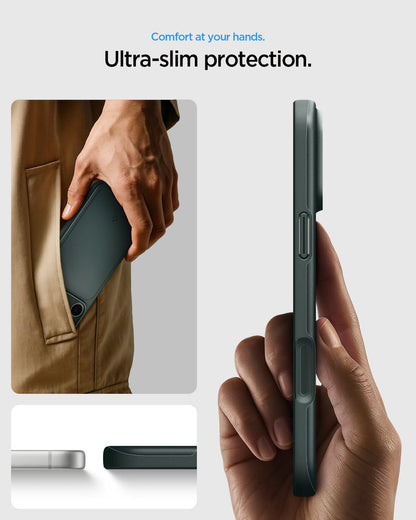 ACS09935 - iPhone 17 Pro Thin Fit (MagFit) in Abyss Green showing an ultra-slim case profile designed for comfortable everyday carry.
