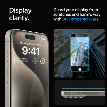 AGL06892 - iPhone 15 Pro Screen Protector EZ FIT GLAS.tR (Sensor Protection) display clarity. Guard your display from scratches and harm's way with 9h tempered glass.