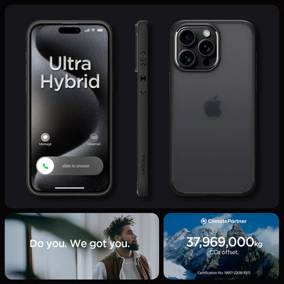 ACS06709 - iPhone 15 Pro Case Ultra Hybrid in frost black showing the different angles