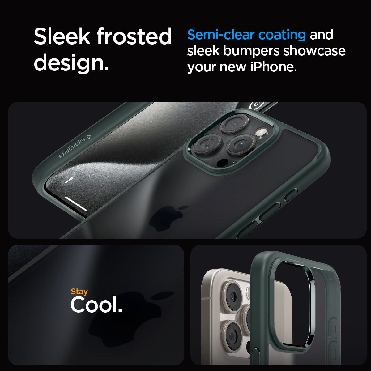 ACS06710 - iPhone 15 Pro Case Ultra Hybrid in frost green showing the sleek and frosted design. Semi-clear coating and sleek bumpers showcase your new iPhone