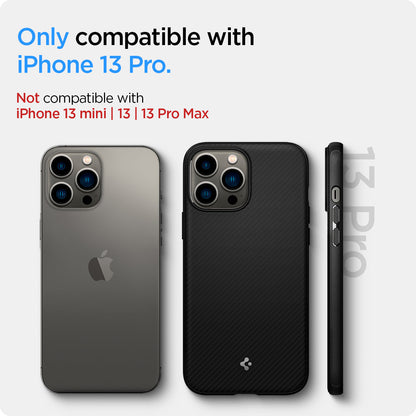 ACS03281 - iPhone 13 Pro Case Mag Armor in black showing the compatibility only with iPhone 13 Pro. Not compatible with iPhone 13 mini | 13 | 13 Pro Max