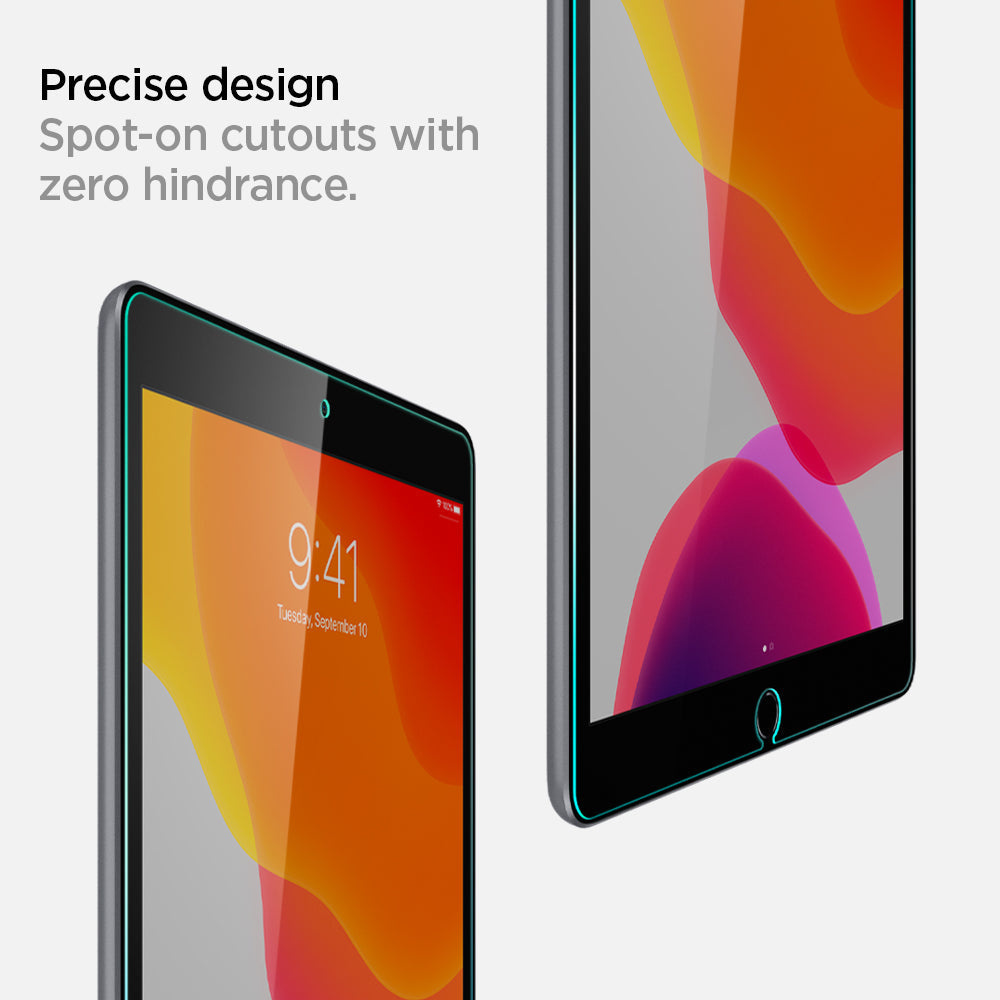 AGL00236 - iPad 10.2" Screen Protector Glas.tR SLIM showing the precise design. Spot-on cutouts with zero hindrance