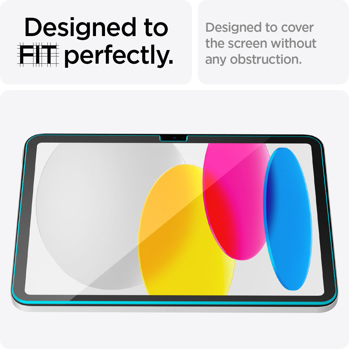 AGL05554 - iPad 10.9" Screen Protector EZ FIT GLAS.tR showing the designed to FIT perfectly. Designed to cover the screen without any obstruction