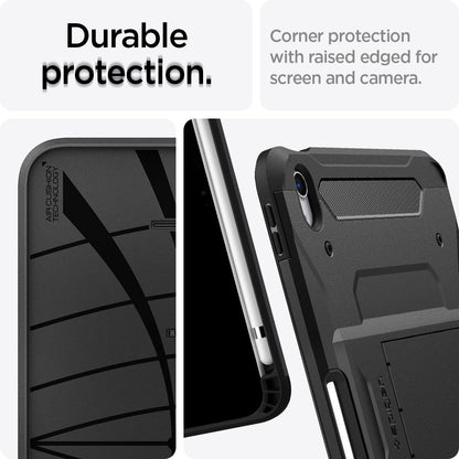 ACS05418 - iPad 10.9" Case Tough Armor Pro in black showing the durable protection. Corner protection with raised edges for screen and camera