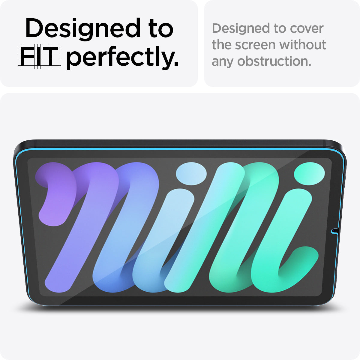 AGL03824 - iPad Mini 6 Screen Protector EZ FIT GLAS.tR showing the designed FIT perfectly. Designed to cover the screen without any obstruction