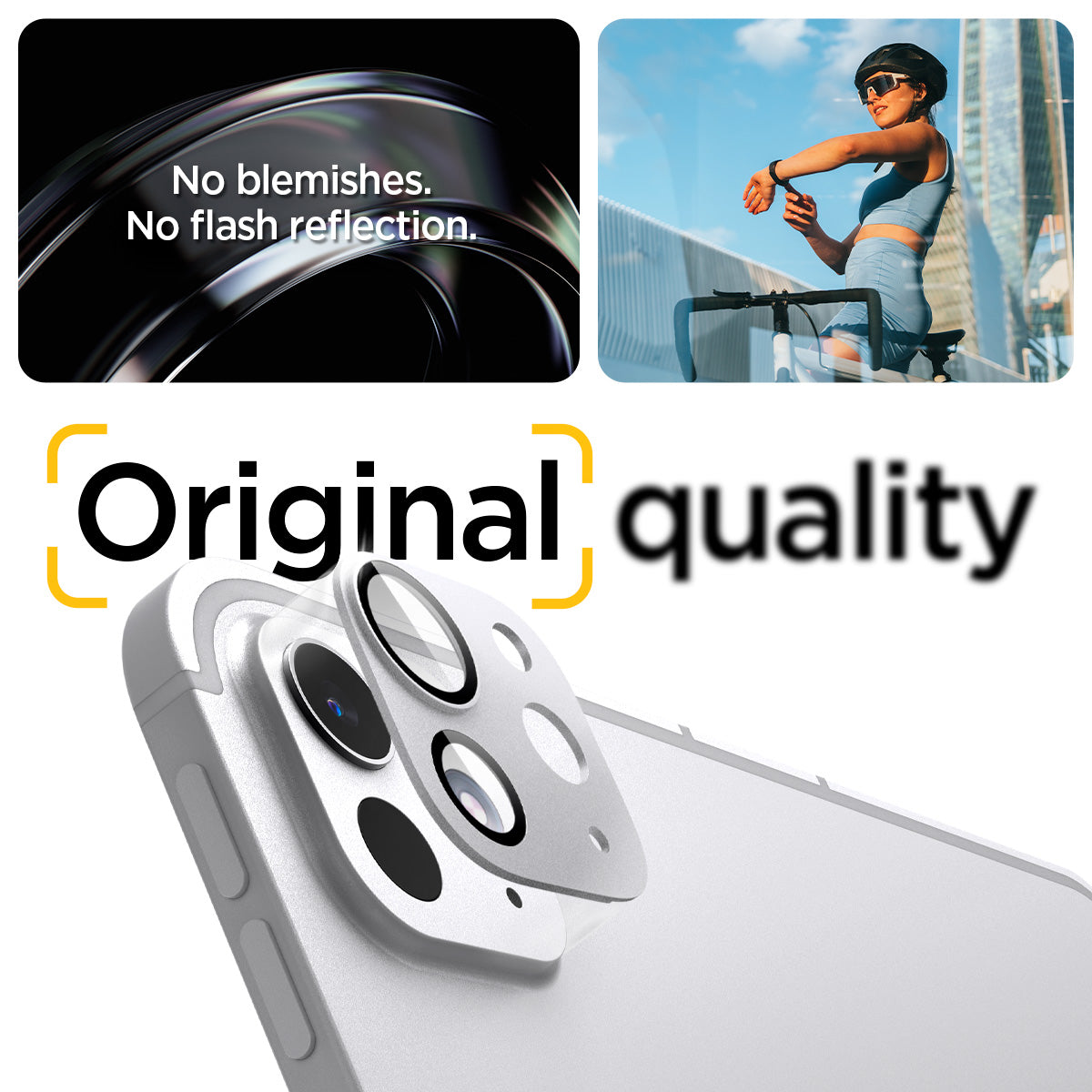 AGL07796 - iPad Pro 13-inch (2024) Optik Pro EZ Fit Lens Protector in Silver showing no blemishes no flash reflection